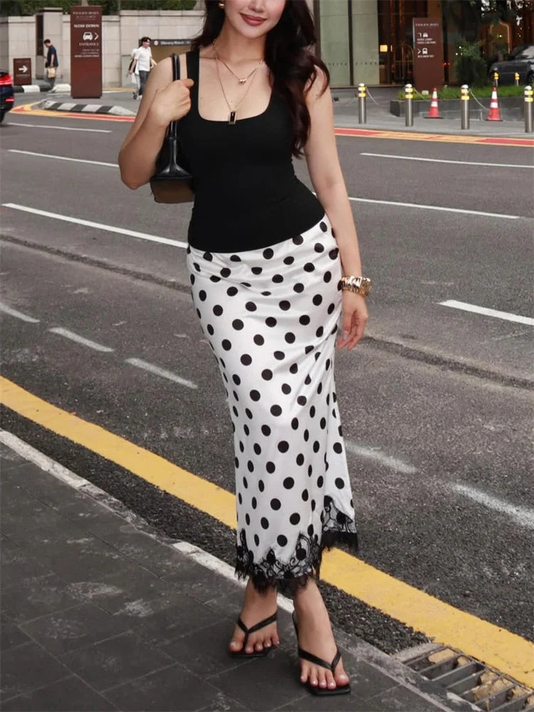 Glorol - High Waist Lace Patchwork Skirt