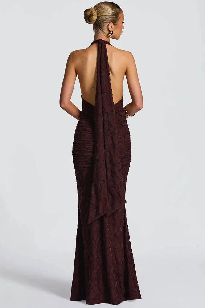 Glorol - Deep V Neck Sleeveless Backless Maxi Dress