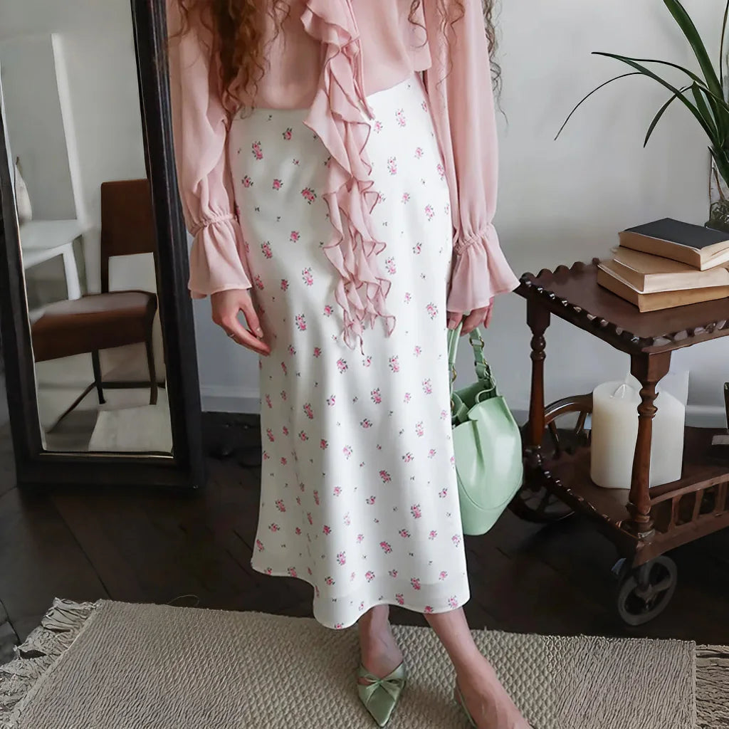 Glorol - High Waist Elegant Printed Skirt