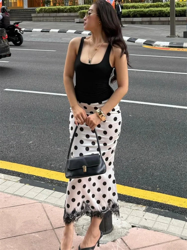 Glorol - High Waist Lace Patchwork Skirt