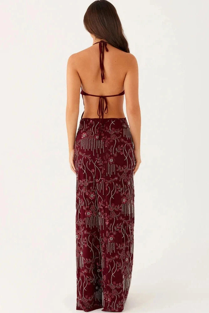 Glorol - Hollow Out Backless Sleeveless Bodycon Maxi Dress