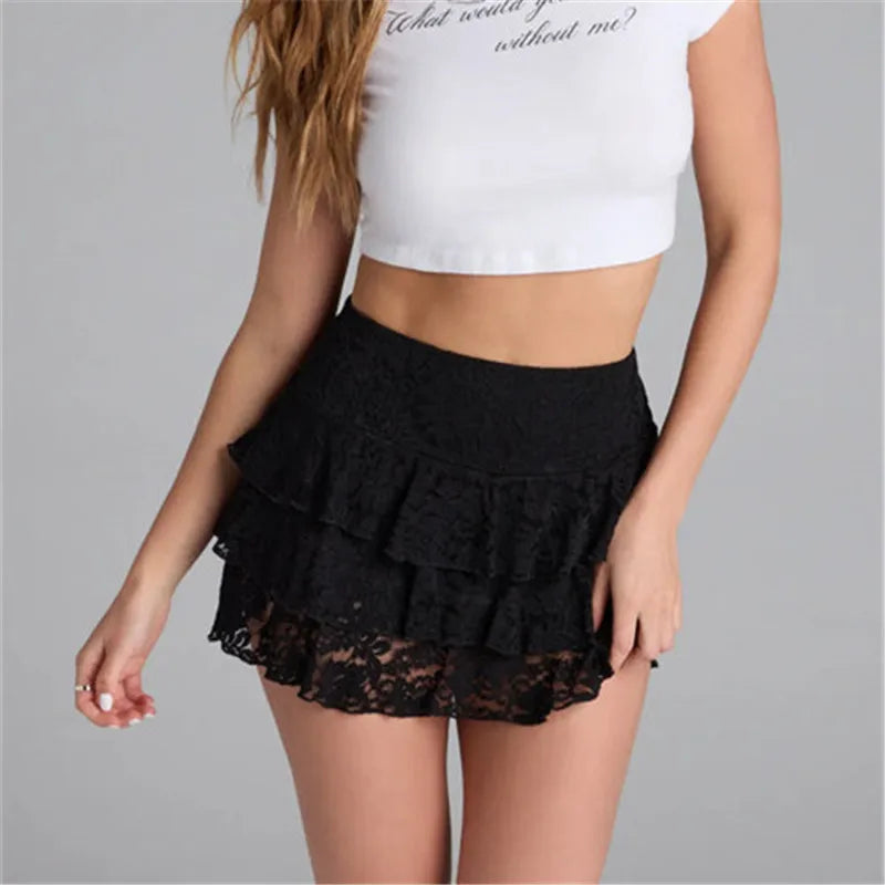 Glorol - Elegant Lace Ruffle Skirt