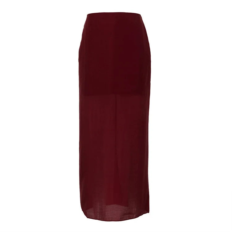Glorol - High Waist Double-Layer Slit Hip Skirt