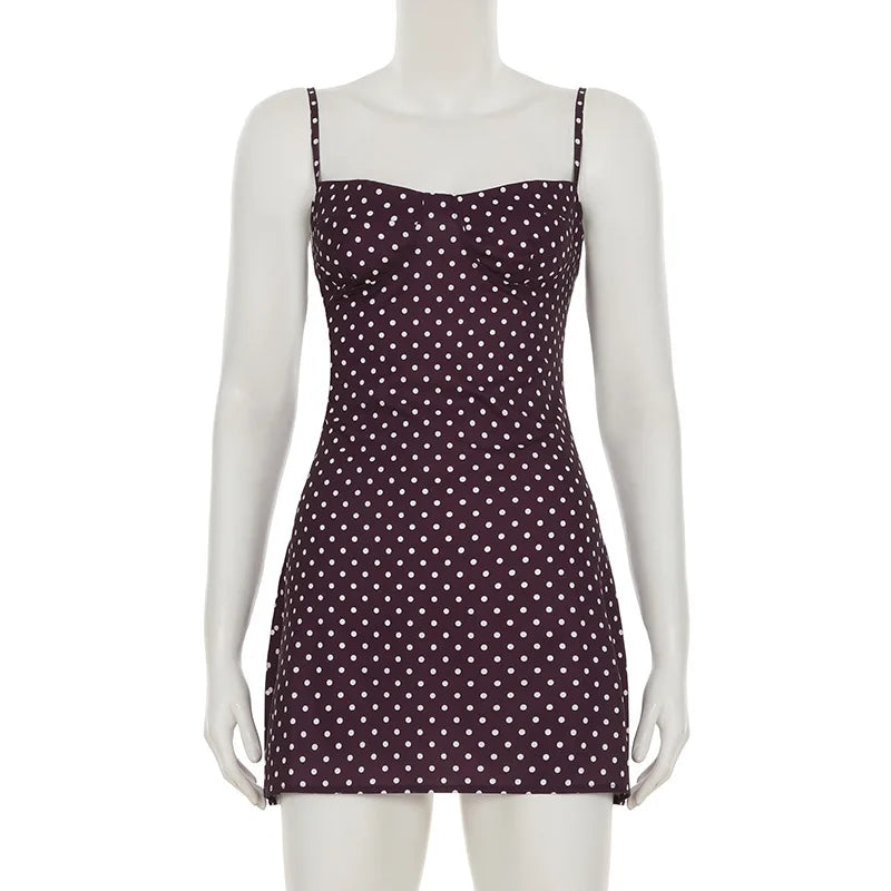 Glorol - Spaghetti Strap High Waist A-Line Mini Dress