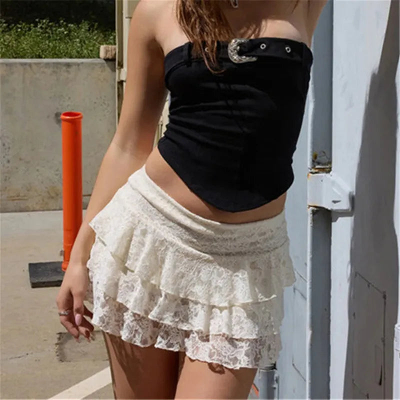 Glorol - Elegant Lace Ruffle Skirt