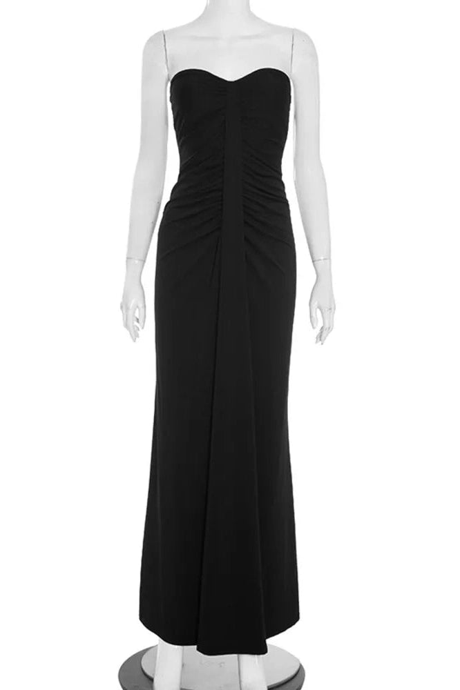 Glorol - Off-Shoulder Strapless Sleeveless Backless Bodycon Maxi Dress