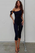 Glorol - One-Shoulder Sleeveless Backless Jumpsuit