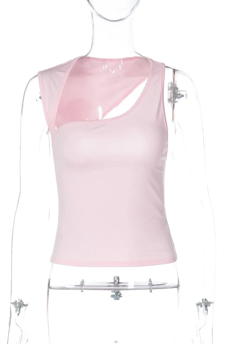 Glorol - Sleeveless Slim Irregular Top