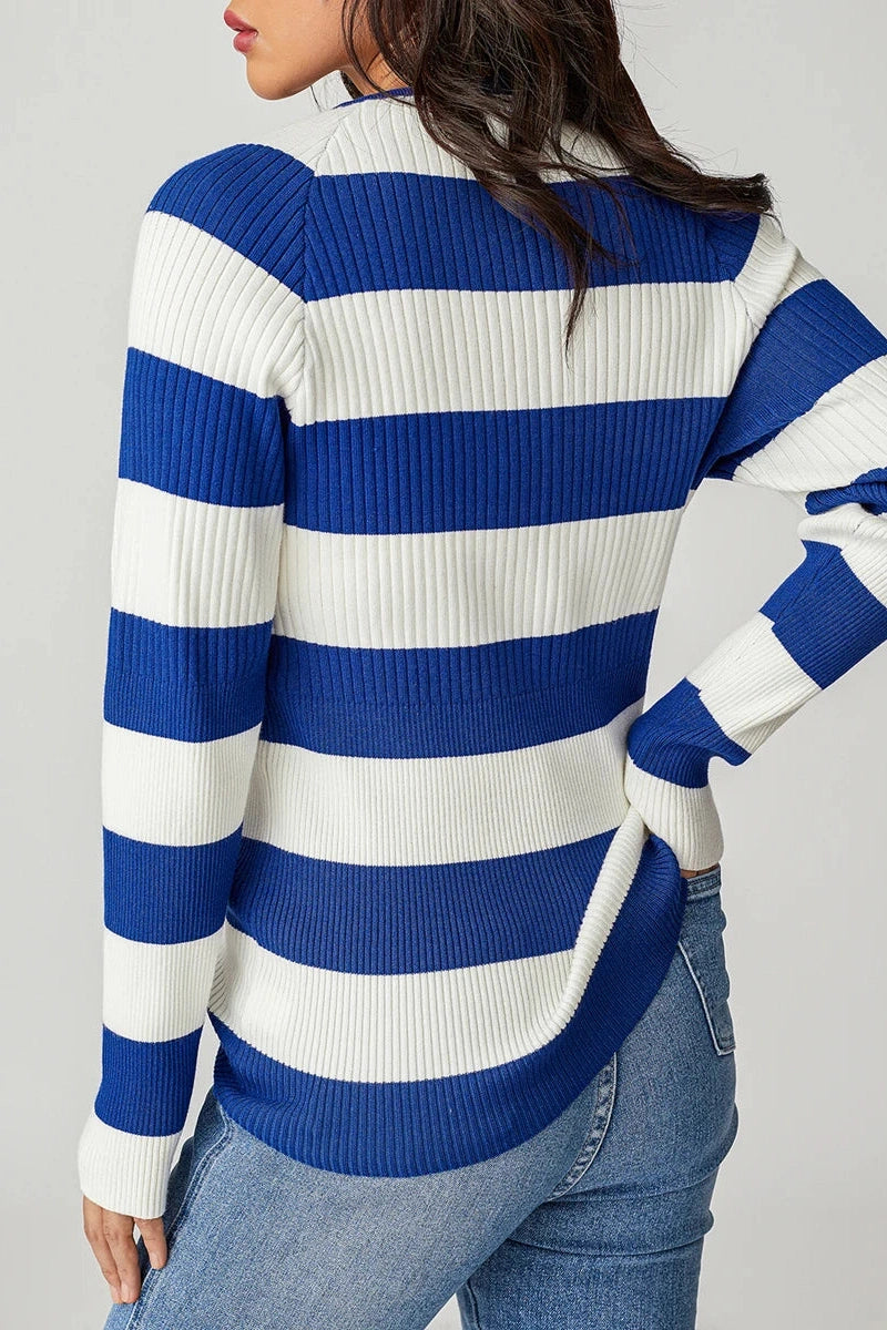 Glorol - Long Sleeve Knit Stripes Top