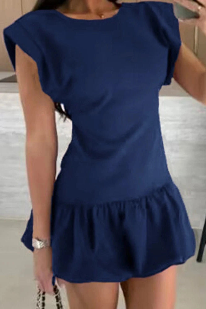 Glorol - Hollow Out High Waist O-Neck Sleeveless Mini Dress