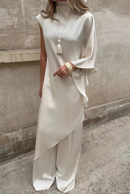Elegant Loose Turtleneck Sleeveless High Waist Irregular Maxi Dress