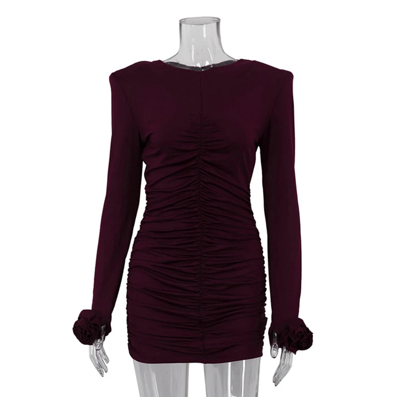Glorol - Elegant Slim Long Sleeve Mini Dress
