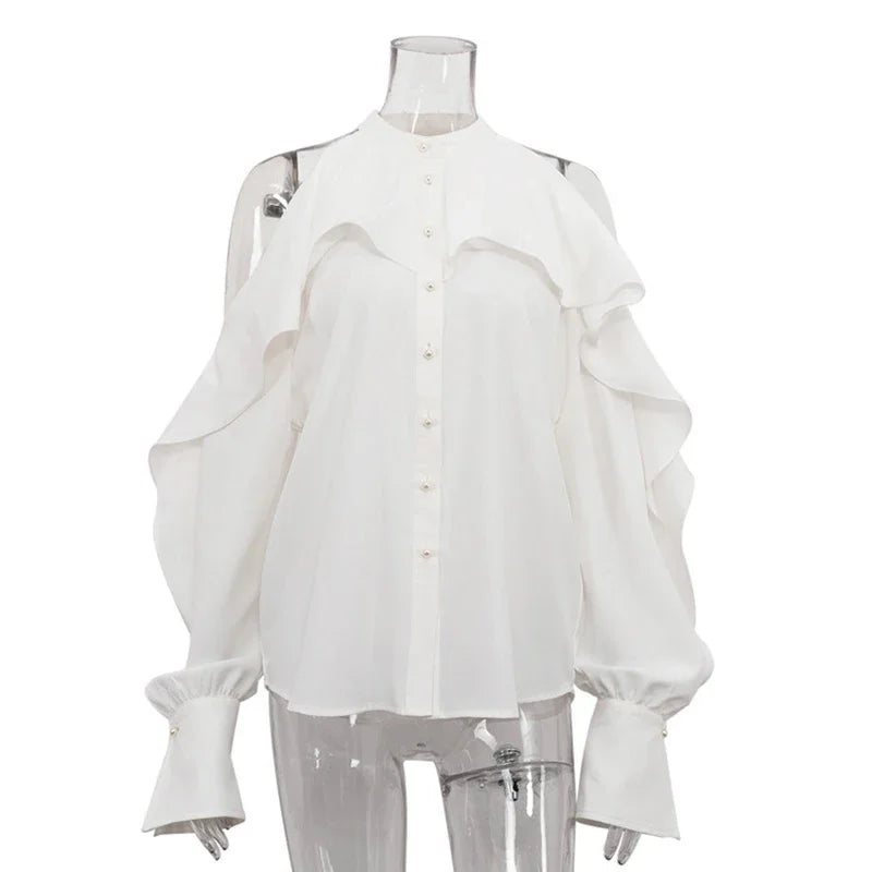 Glorol - Round Collar Off-Shoulder Top