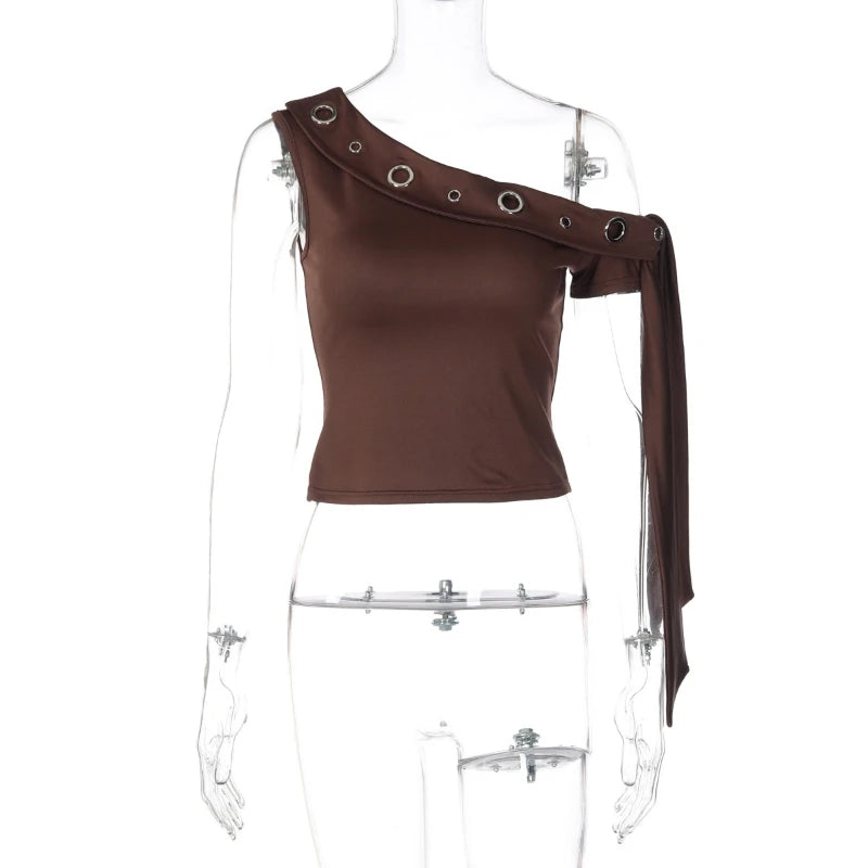 Glorol - Hollow-Out One-Shoulder Top