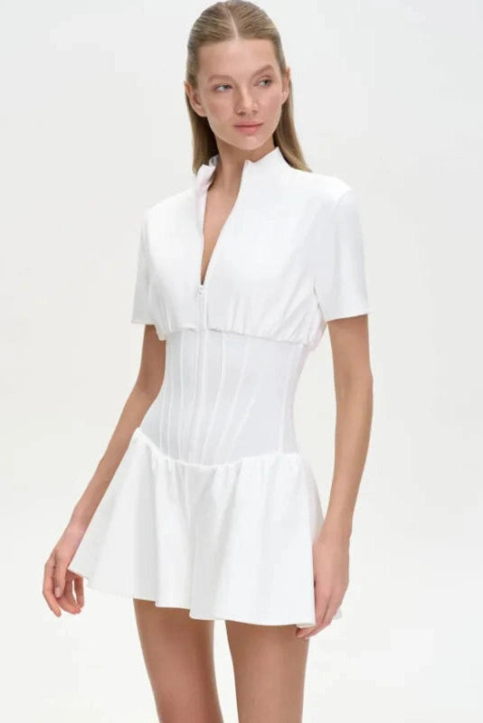 Glorol - 2026 Zipper Short Sleeve Bodycon Jumpsuit