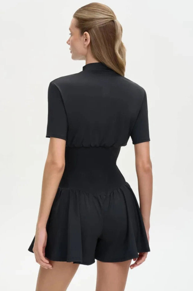 Glorol - 2026 Zipper Short Sleeve Bodycon Jumpsuit