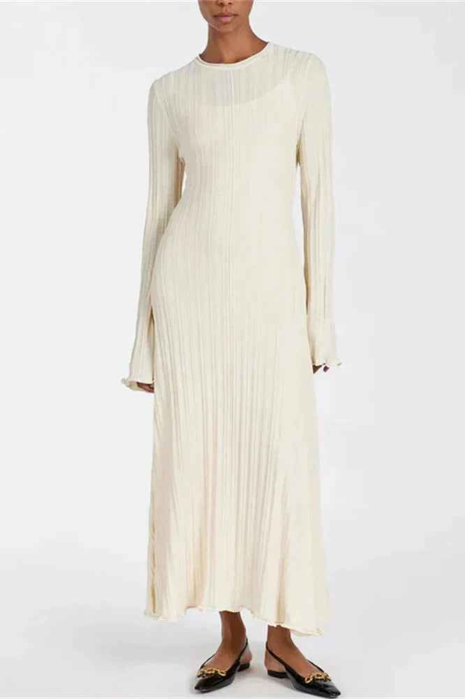Lace-Up High Waist Long Sleeve Maxi Dress