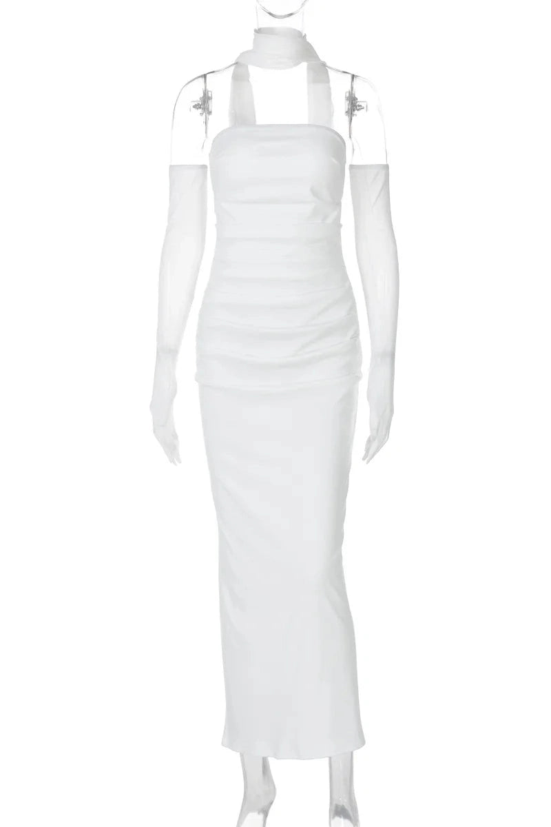 Glorol - Elegant Strapless Slim Sleeveless Maxi Dress