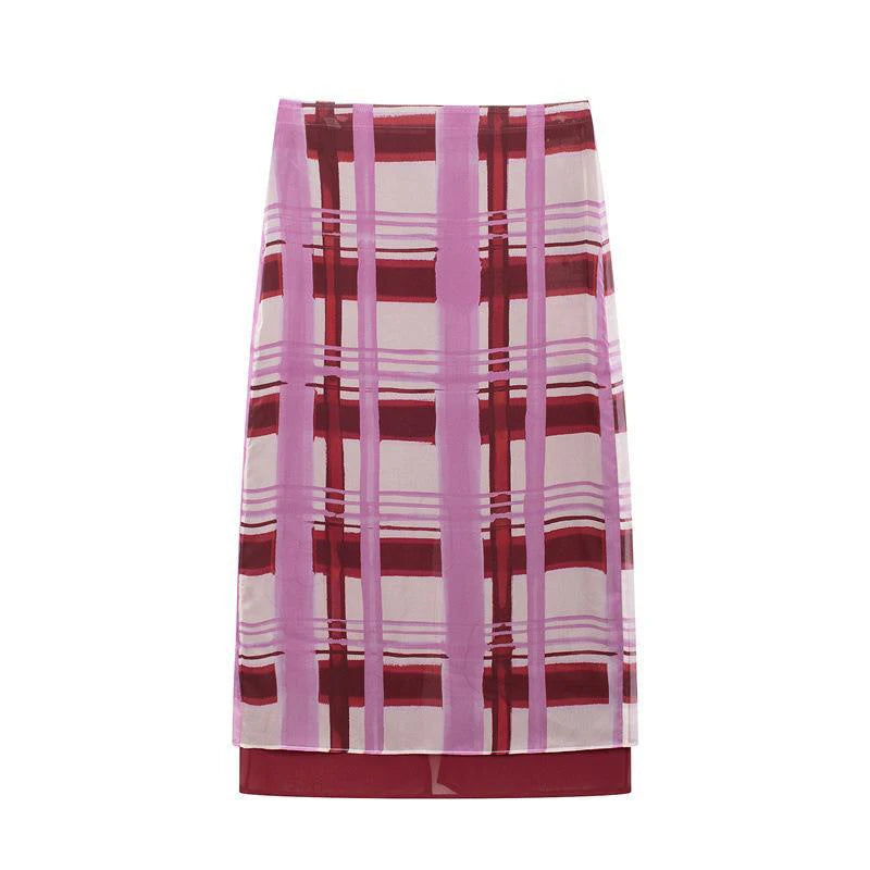 Glorol - High Waist Patchwork Print Skirt