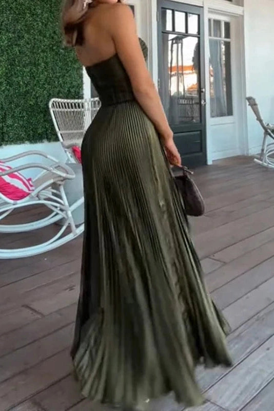 Glorol - Elegant High Waist Sleeveless Backless Maxi Dress