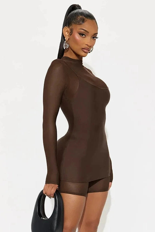 Glorol - Mesh Patchwork Spaghetti Strap Two Piece Jumpsuit