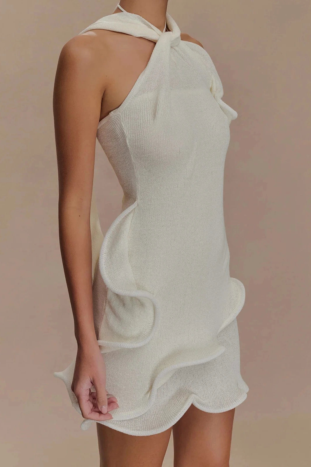 Glorol - Elegant Knitted Sleeveless Mini Dress