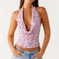 Glorol - Sleeveless Backless V-Neck Top