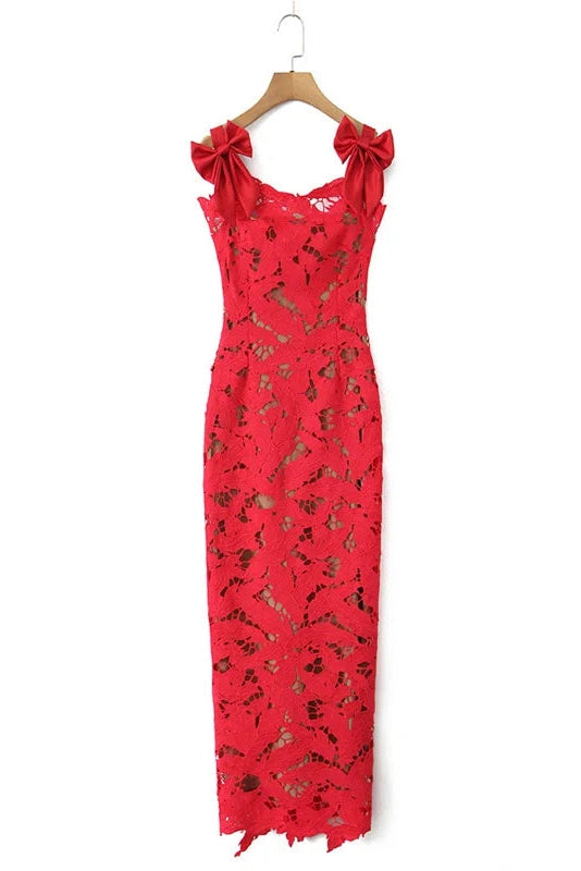 Glorol - Hollow Out Patchwork Backless Bodycon Maxi Dress