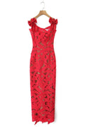 Glorol - Hollow Out Patchwork Backless Bodycon Maxi Dress