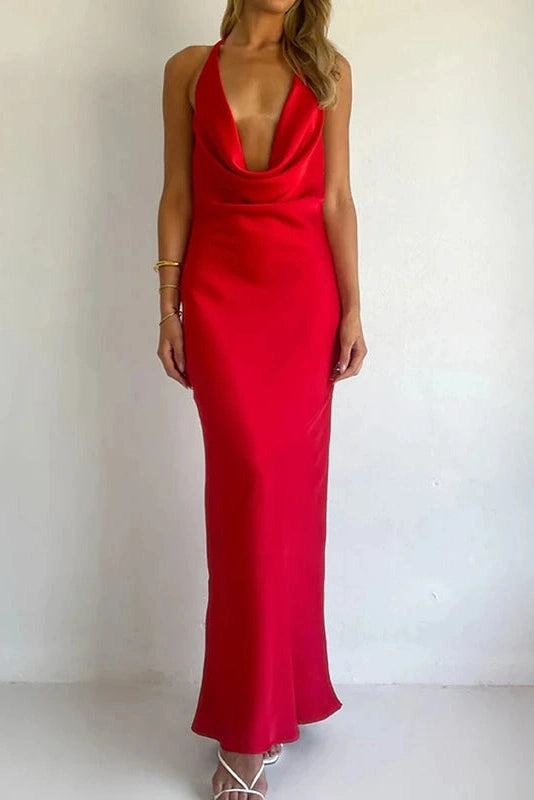 Glorol - Hollow Out Backless High Waist Slim Maxi Dress