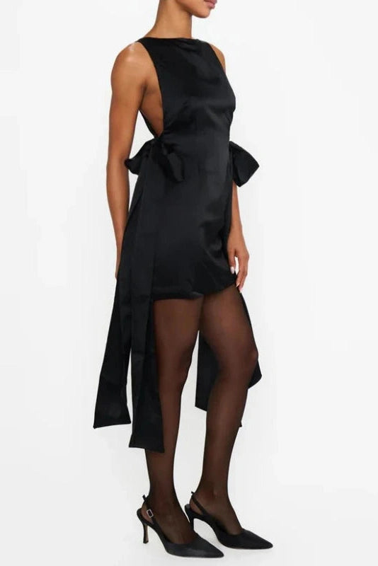 Glorol - O-Neck Pleated High Waist Sleeveless Slim Mini Dress