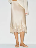 Glorol - Elegant Lace-Paneled Polka-Dot Skirt