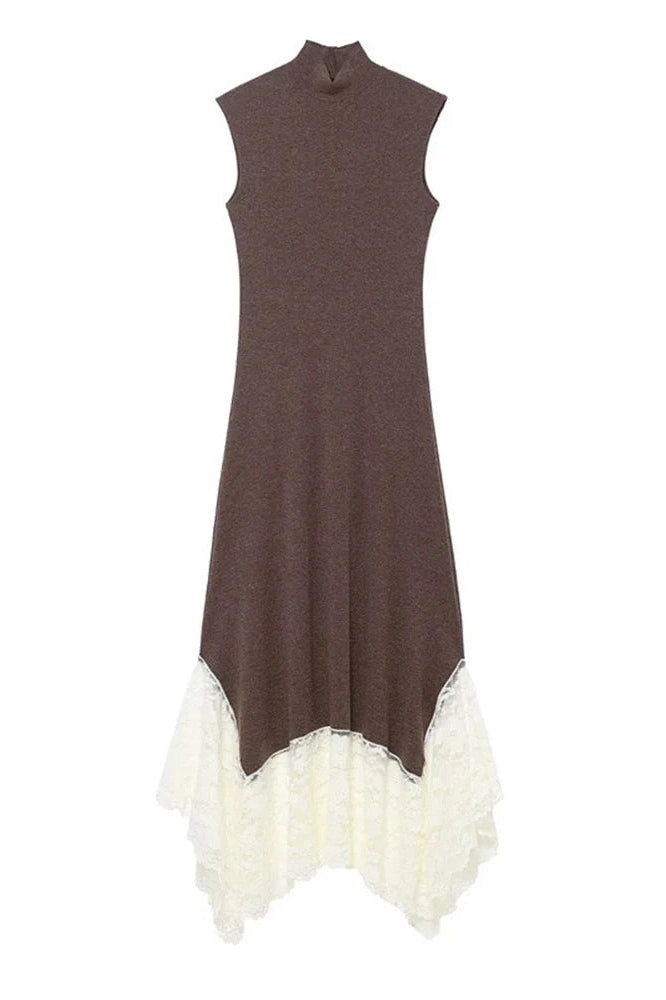 Glorol - Lace Patchwork Sleeveless Slim High Waist Maxi Dress