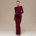 Glorol - Long Sleeve High Waist Slim Maxi Dress