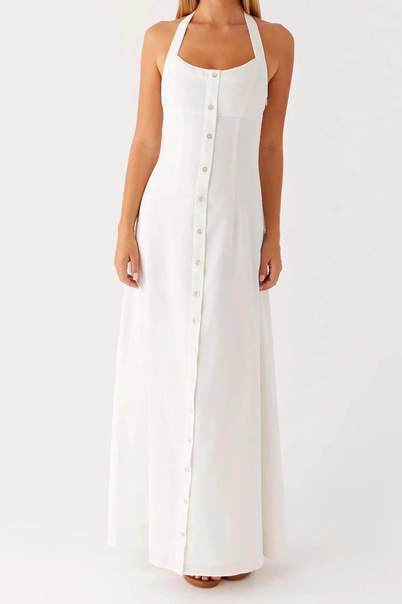 Glorol - Elegant Sleeveless Backless Maxi Dress