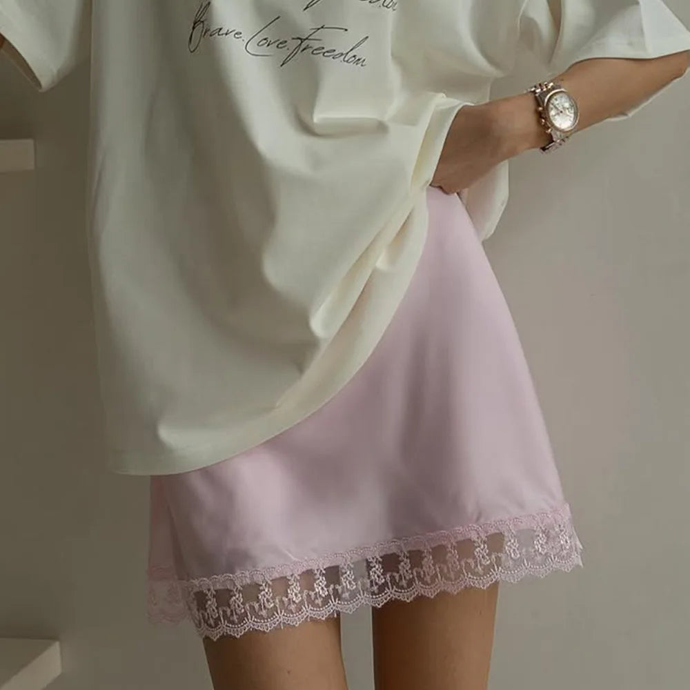Glorol - High Waist Loose Lace Skirt