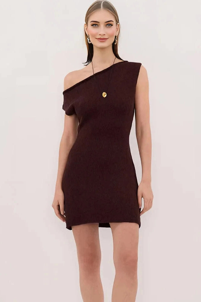 Glorol - One-Shoulder High Waist Sleeveless Mini Dress