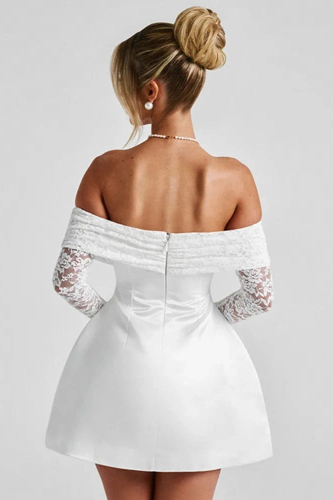 Glorol - Off-Shoulder Backless Strapless Long Sleeve High Waist A-line Mini Dress
