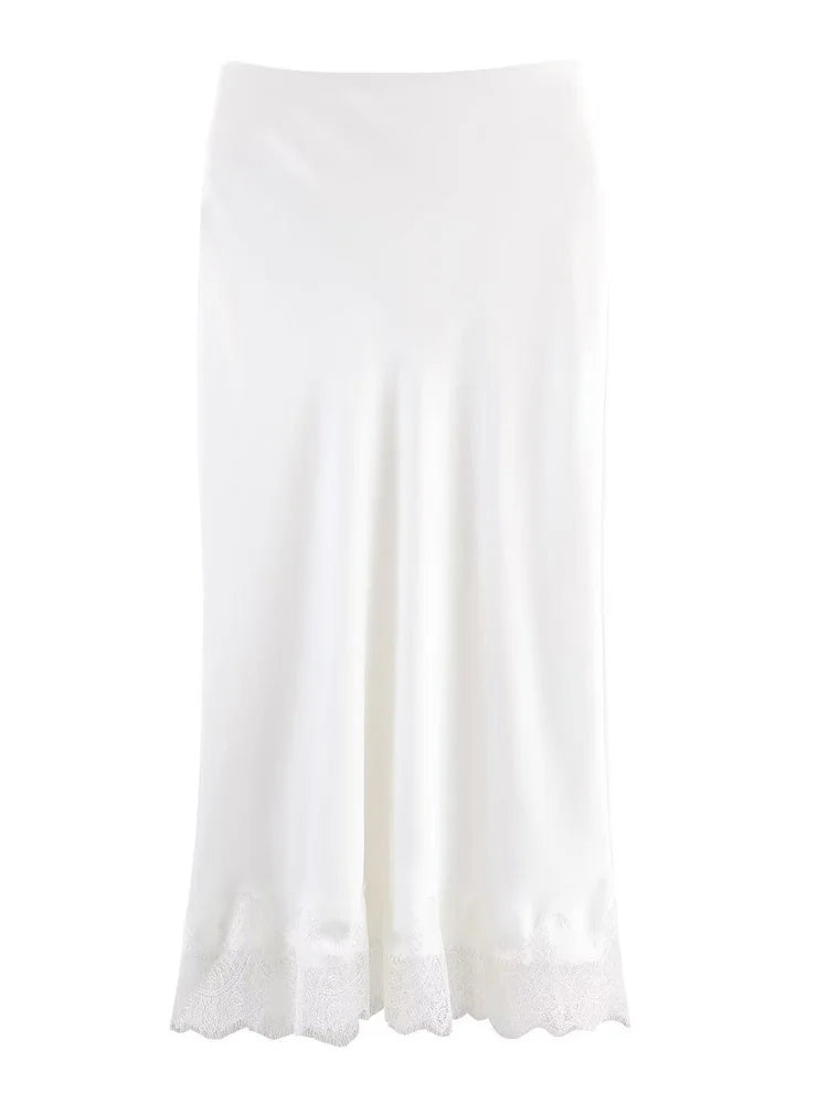Glorol - High Waist Printed Lace Skirt