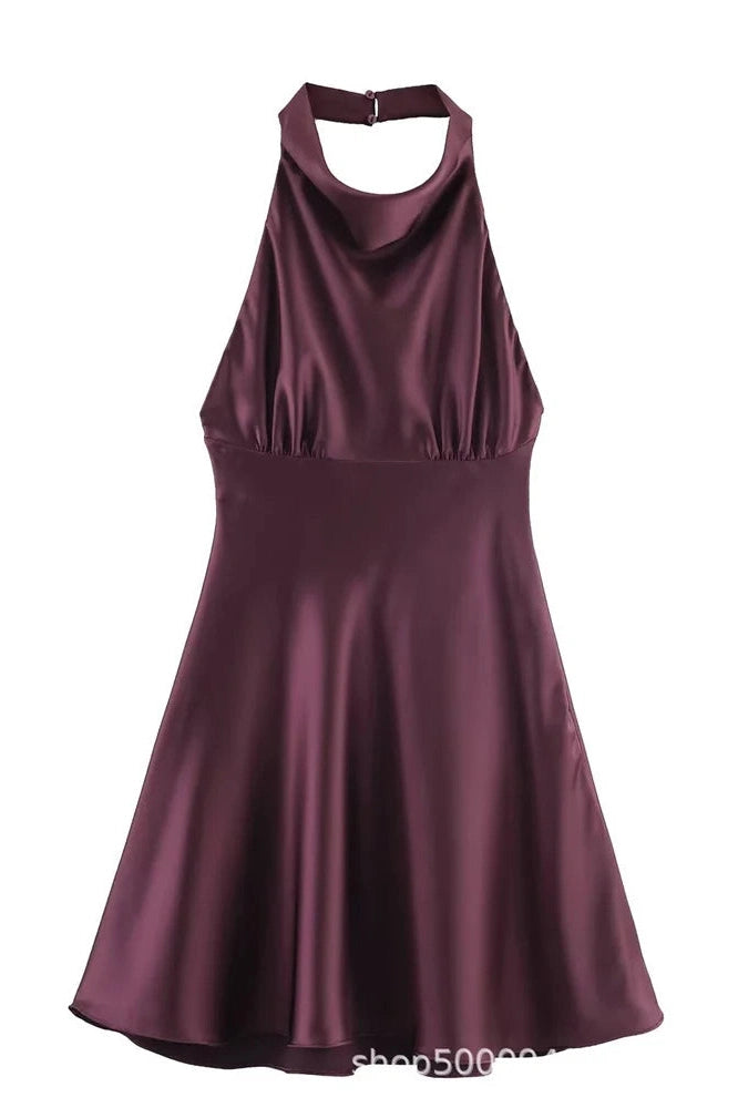 Glorol - Backless Patchwork High Waist Mini Dress