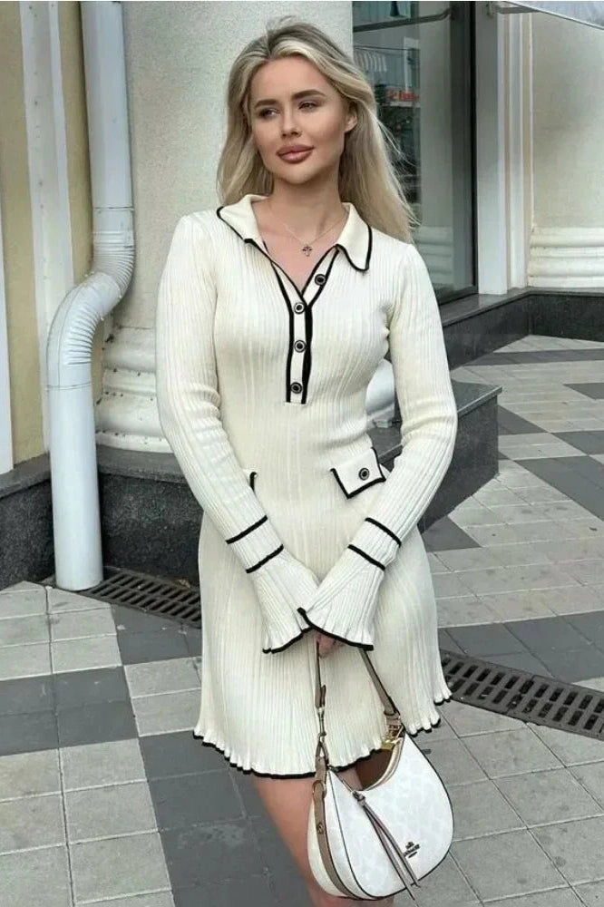 Glorol - Long Sleeve High Waist Midi Dress