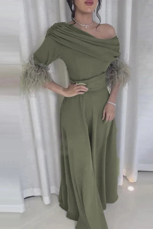 Glorol - Patchwork Elegant High Waisted Wide Leg Jumpsuit