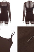 Glorol - Mesh Patchwork Spaghetti Strap Two Piece Jumpsuit