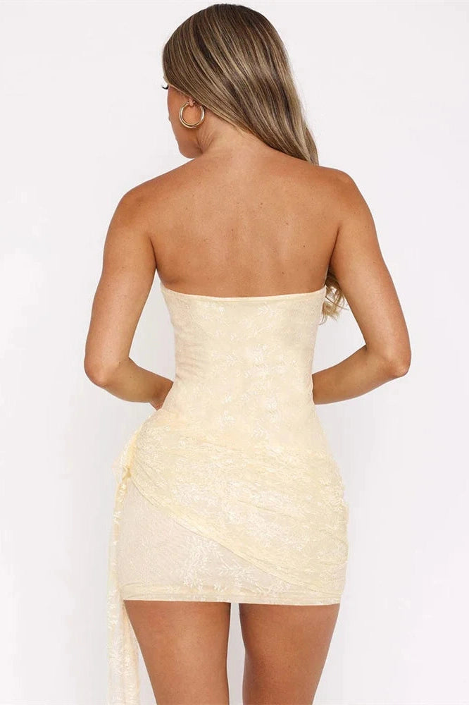 Glorol - Hollow Out Lace Slim Backless Patchwork Mini Dress