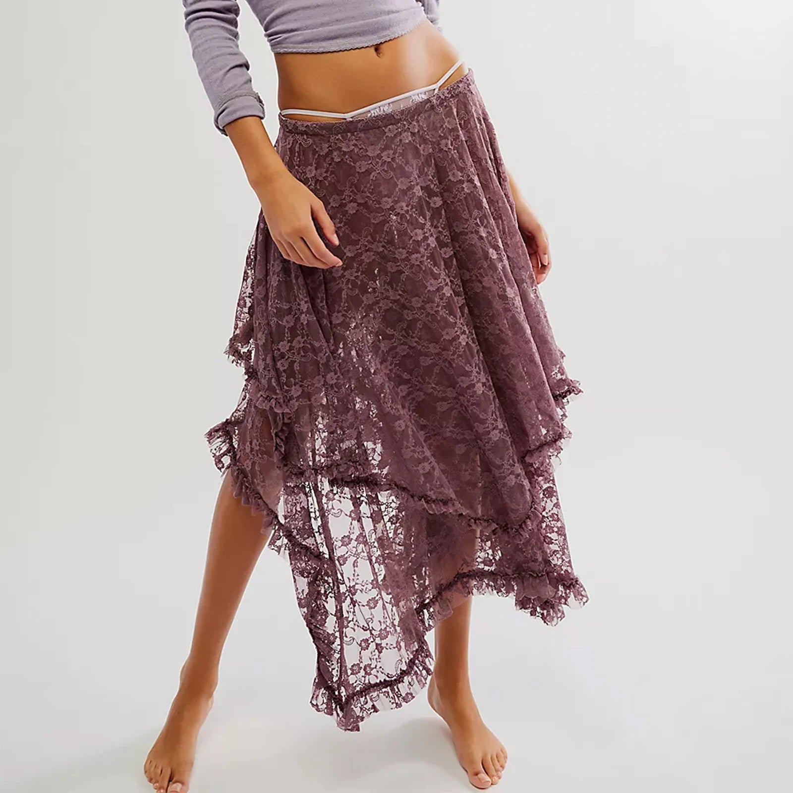 Glorol - Lace Courtship Elastic Waist Half Slip Skirt