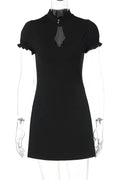 Glorol - Hollow Out Short Sleeve High Waist Bodycon Mini Dress