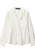 Glorol - Patchwork Long Sleeve V-Neck Top
