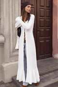Glorol - Elegant Knitted V-Neck Sleeves High Waist Slim Maxi Dress