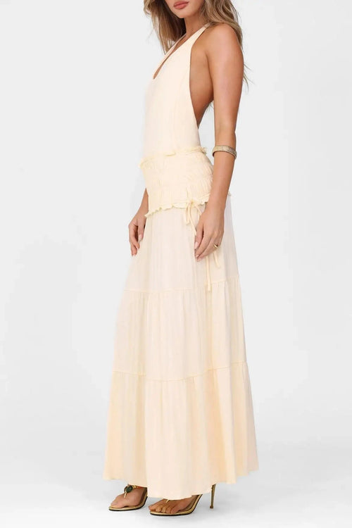 Glorol - Elegant Backless Slim Maxi Dress