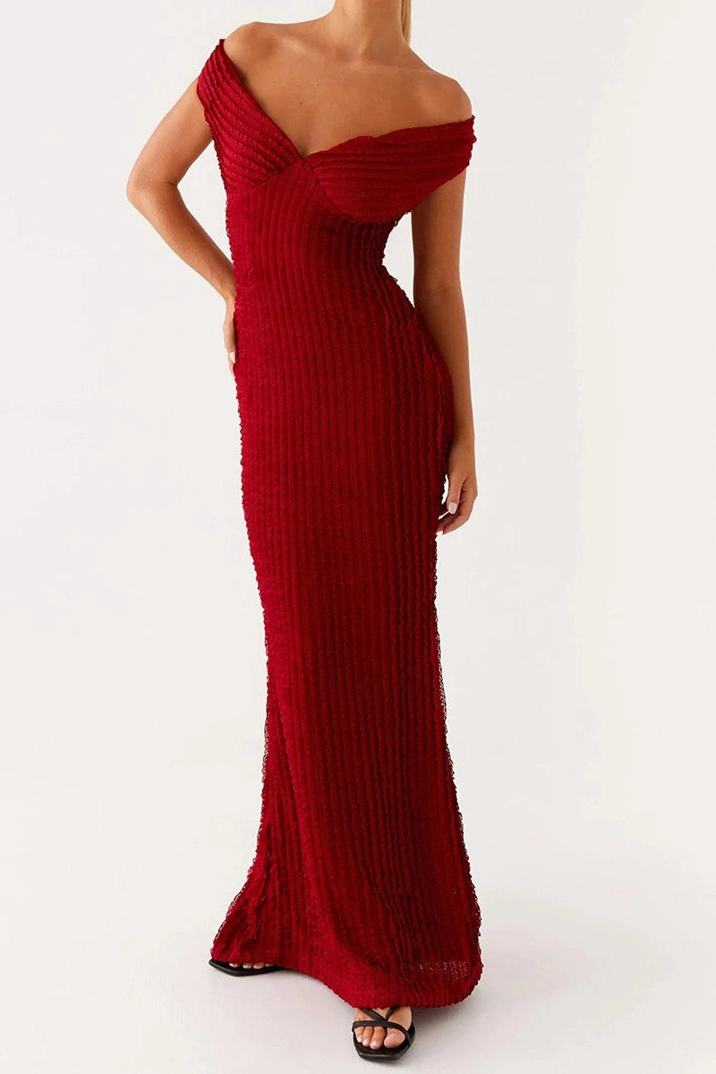 Glorol - Bodycon Off-Shoulder Slim Fit Maxi Dress